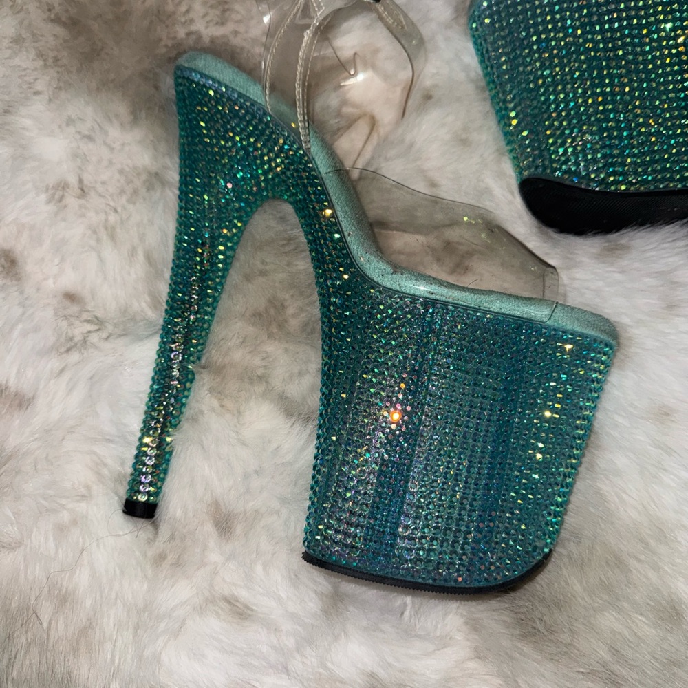Blue Pleaser Rhinestone Platform Heels - Picture 3 of 5